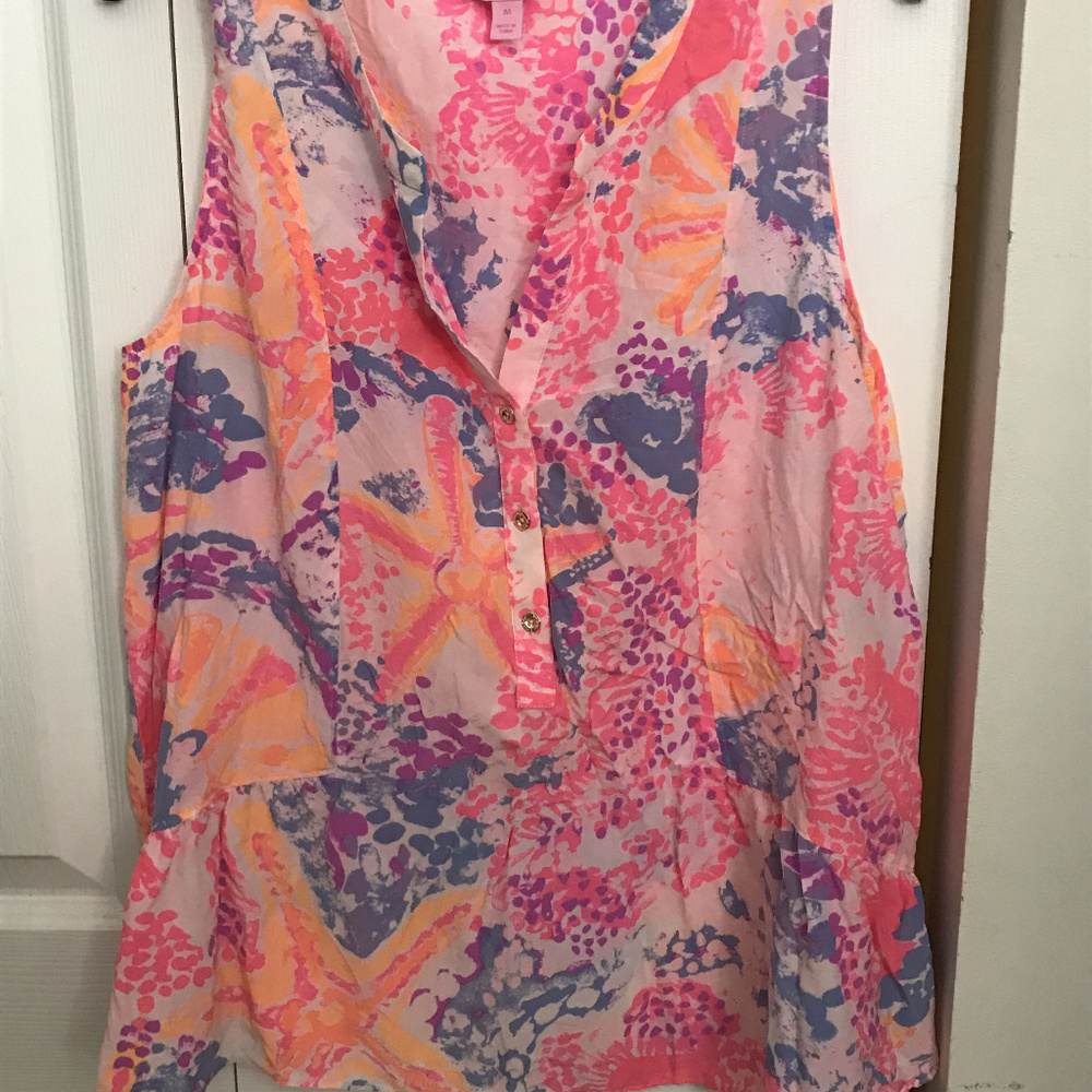 Lily Pulitzer Pink Silk Top M
